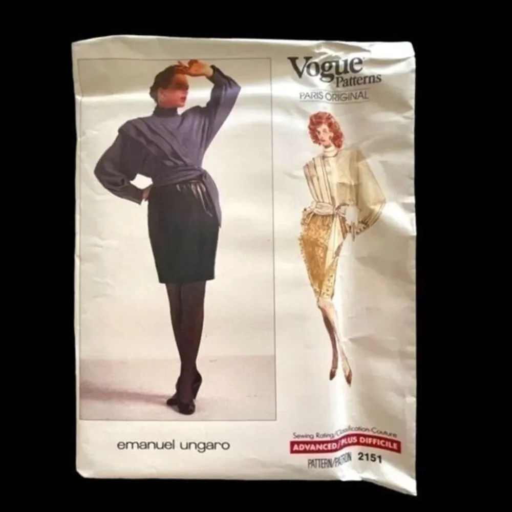 UNCUT Vogue Designer Paris Original Pattern Emanuel Ungaro 2151 Size 14 VINTAGE